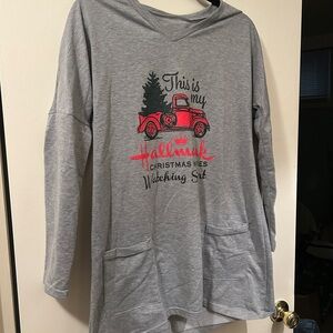 Hallmark Gray Women’s Christmas Sleep Shirt with Red Truck Design
